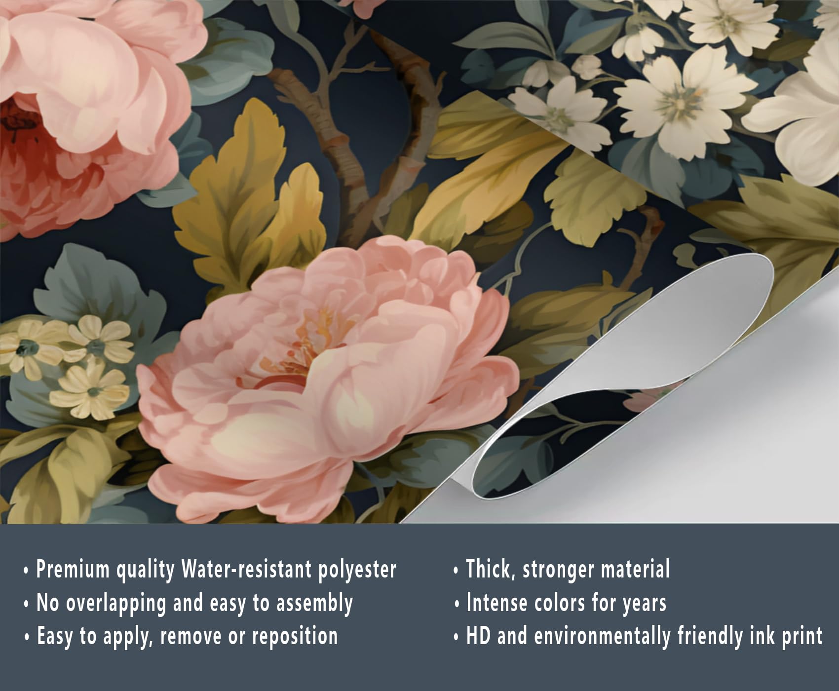 Wall Peony Wallpaper Floral Dark MFWFM muuuuページ Mural Decor(Not Wall Room アイシャドウ